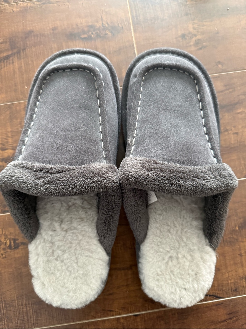 Kids Gray Cozy Fleece-Lined Slip-On Shoes